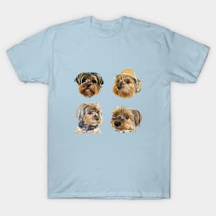 Cute Yorkshire Terrier Yorkie faces T-Shirt